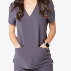 FIGS charcoal three pocket scrub top